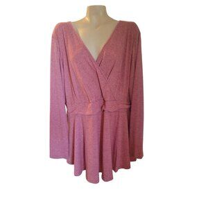 Ploknrd‎ NEW Mauve Long-Sleeve Wrap Tunic Top  2XL lightweight comfort summer